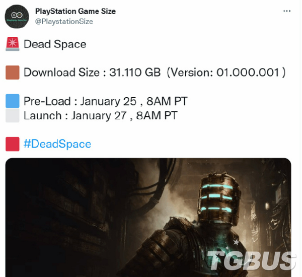 《死亡空間:重制版》PS5版容量大小確認為31.1GB