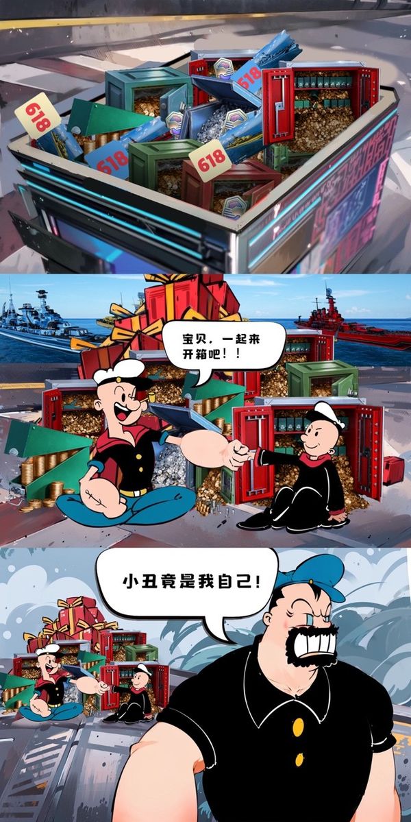 大力水手在戰艦世界裡開箱爆驚喜？這屆玩傢是會玩的