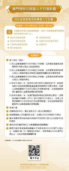 現代金融產業高級專業人才計劃。澳門政府新聞局圖片